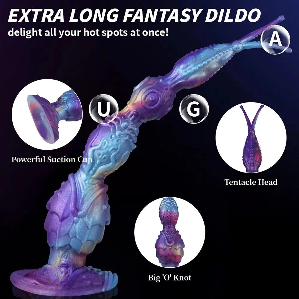 Iridescent Fantasy Tendril Dildo - Purple Teal Silicone Dildo