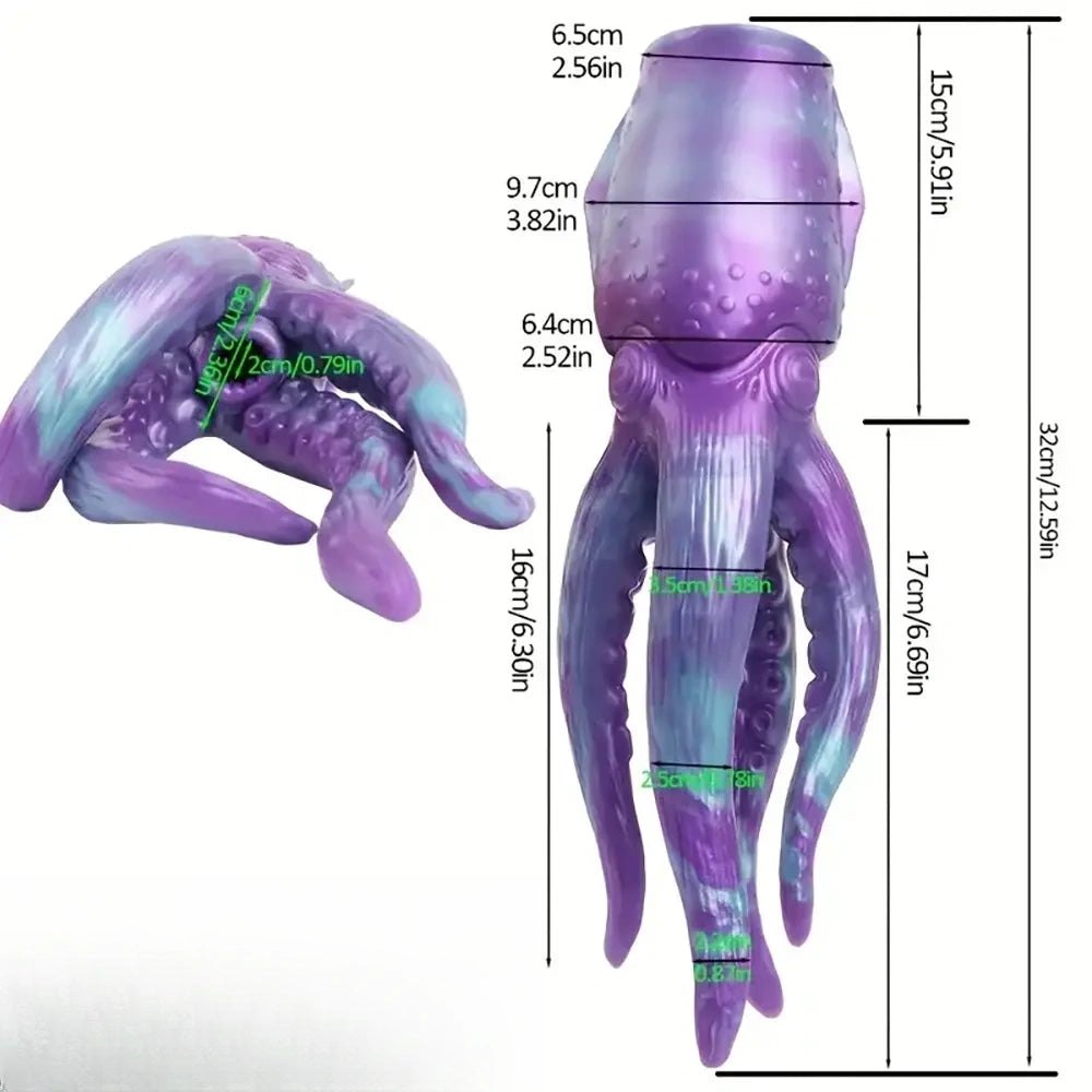 Purple Teal Octopus Fantasy Dildo - Silicone Tentacle Dildo