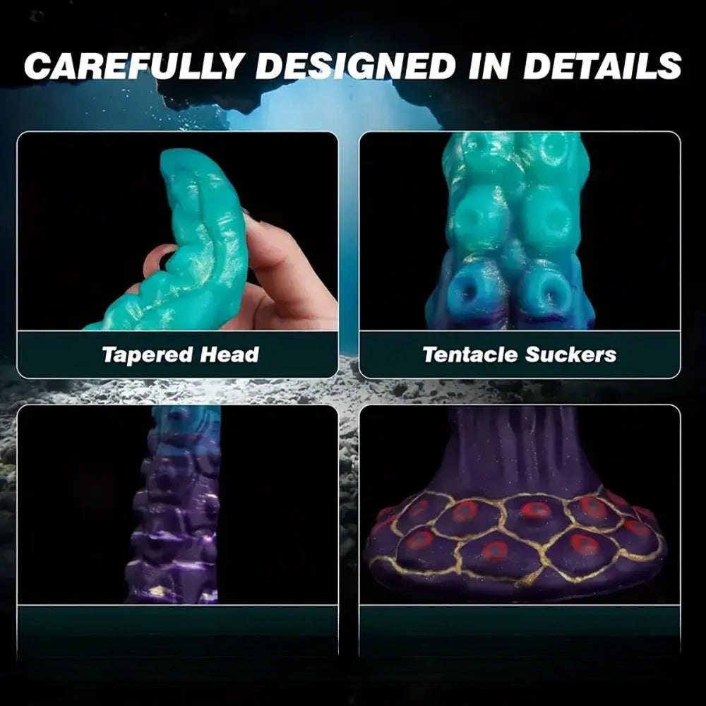 Purple Teal Tentacle Fantasy Dildo - Silicone Monster Dildo