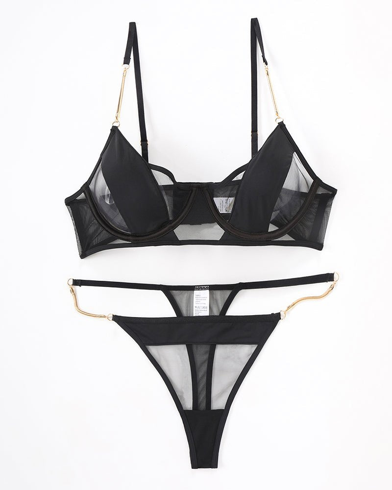 Push-Up Chain Bra and Thong Set - Lingerie Set for Women