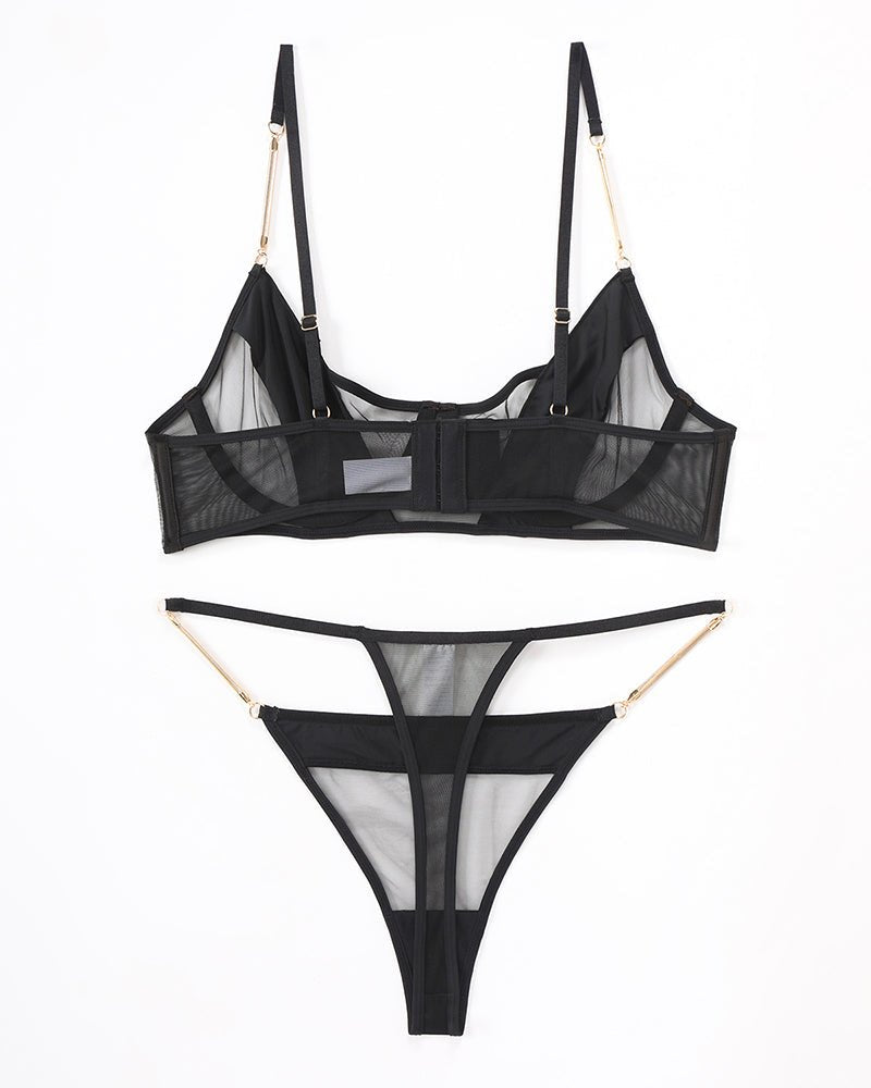 Push-Up Chain Bra and Thong Set - Lingerie Set for Women