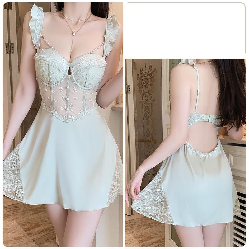 Push-Up Mesh Deep-V Babydoll - Sexy Babydoll Lingerie