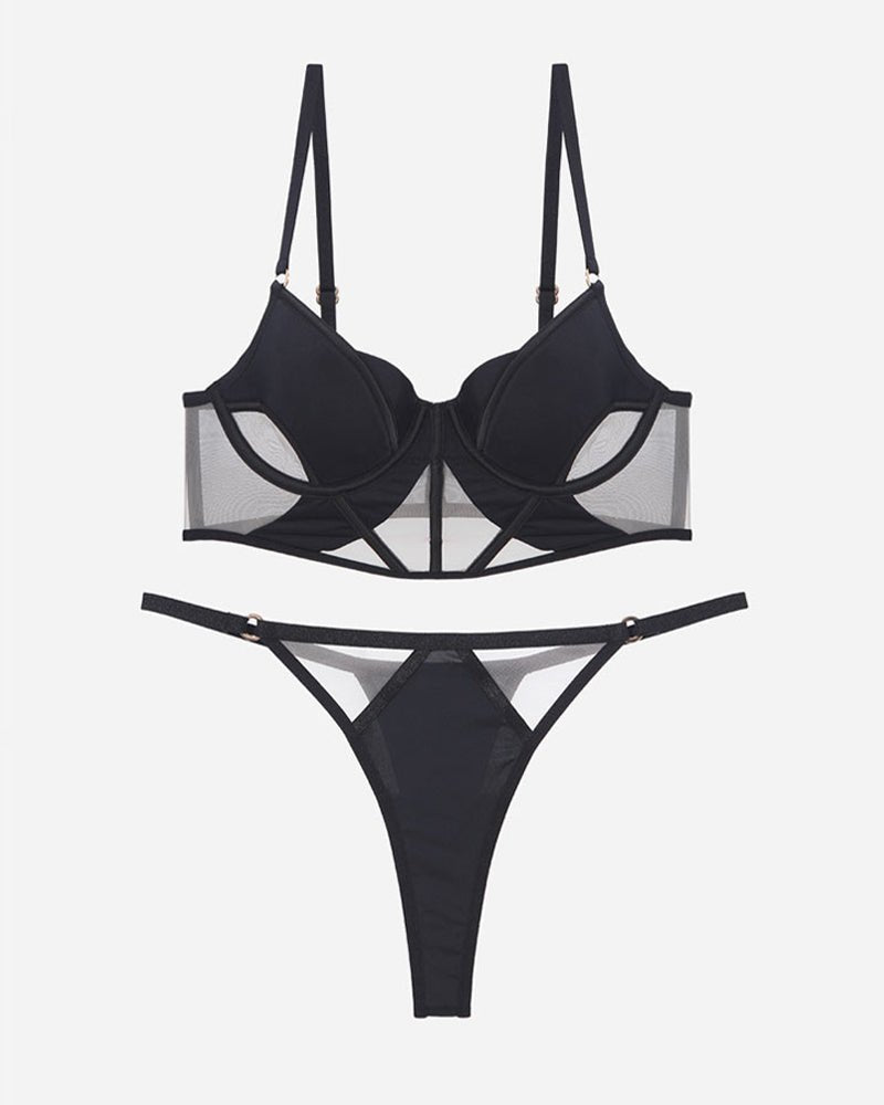 Push-Up Mesh Corset Bra Set - Lingerie Set for Women