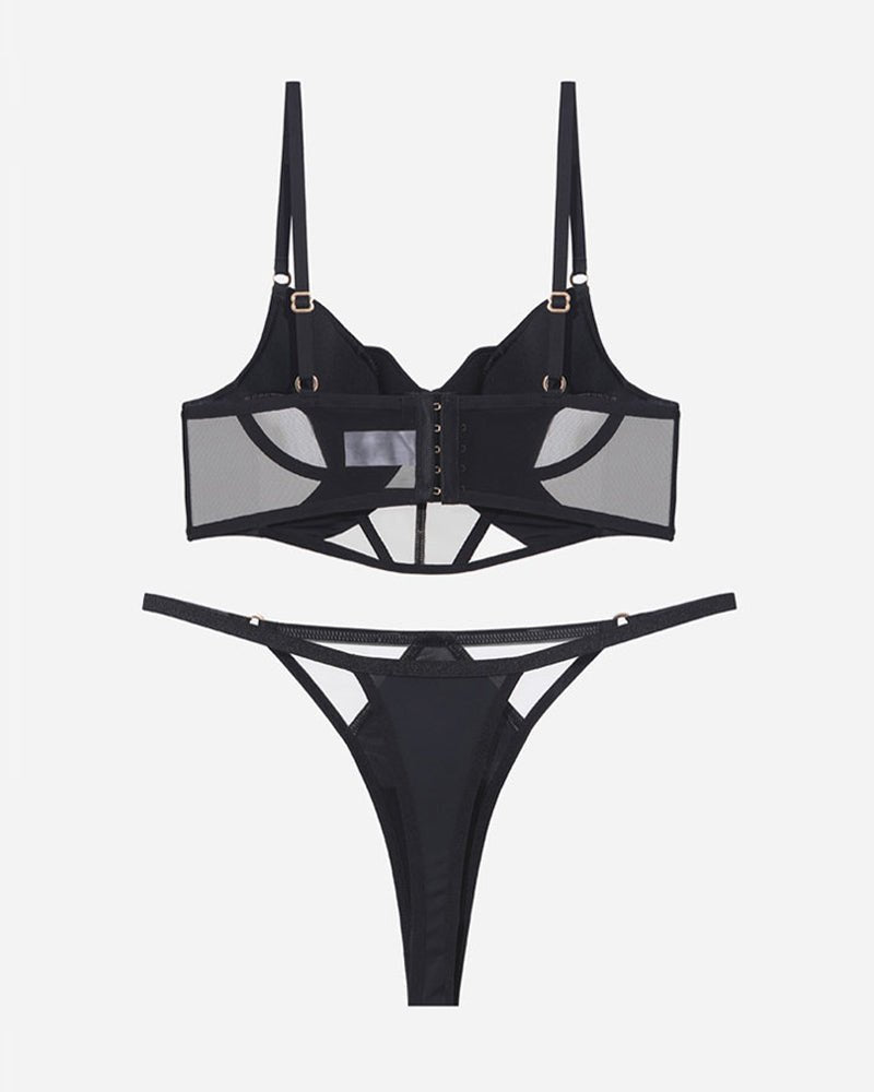 Push-Up Mesh Corset Bra Set - Lingerie Set for Women