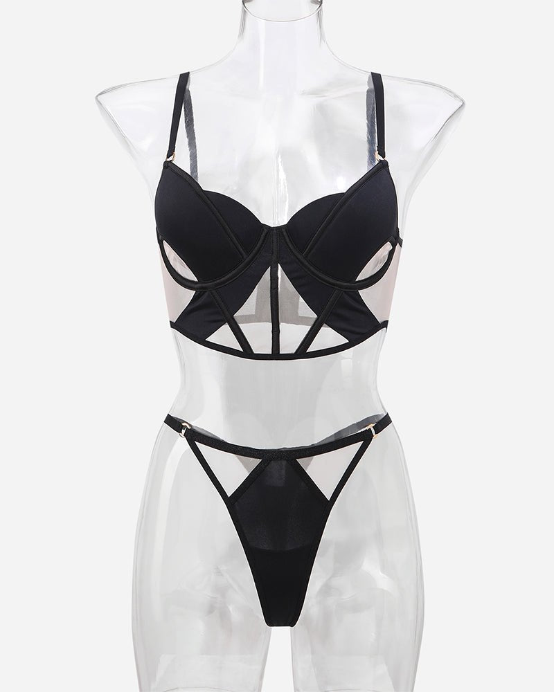 Push-Up Mesh Corset Bra Set - Lingerie Set for Women