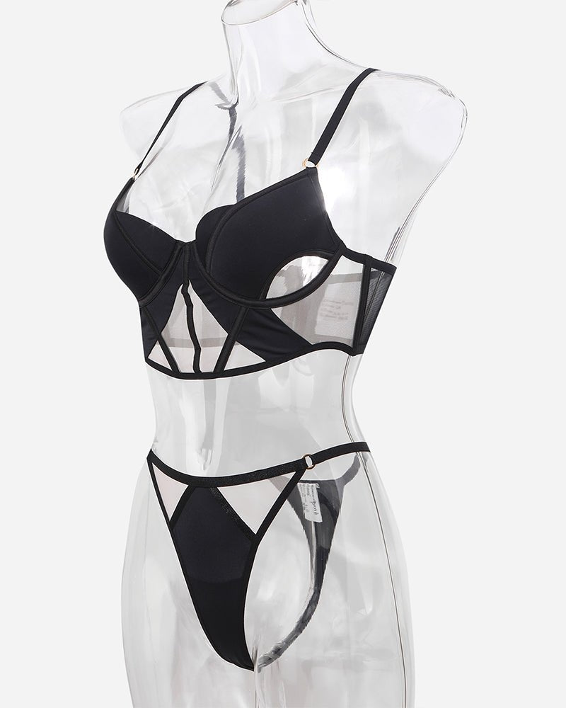 Push-Up Mesh Corset Bra Set - Lingerie Set for Women
