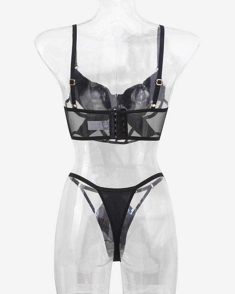 Push-Up Mesh Corset Bra Set - Lingerie Set for Women