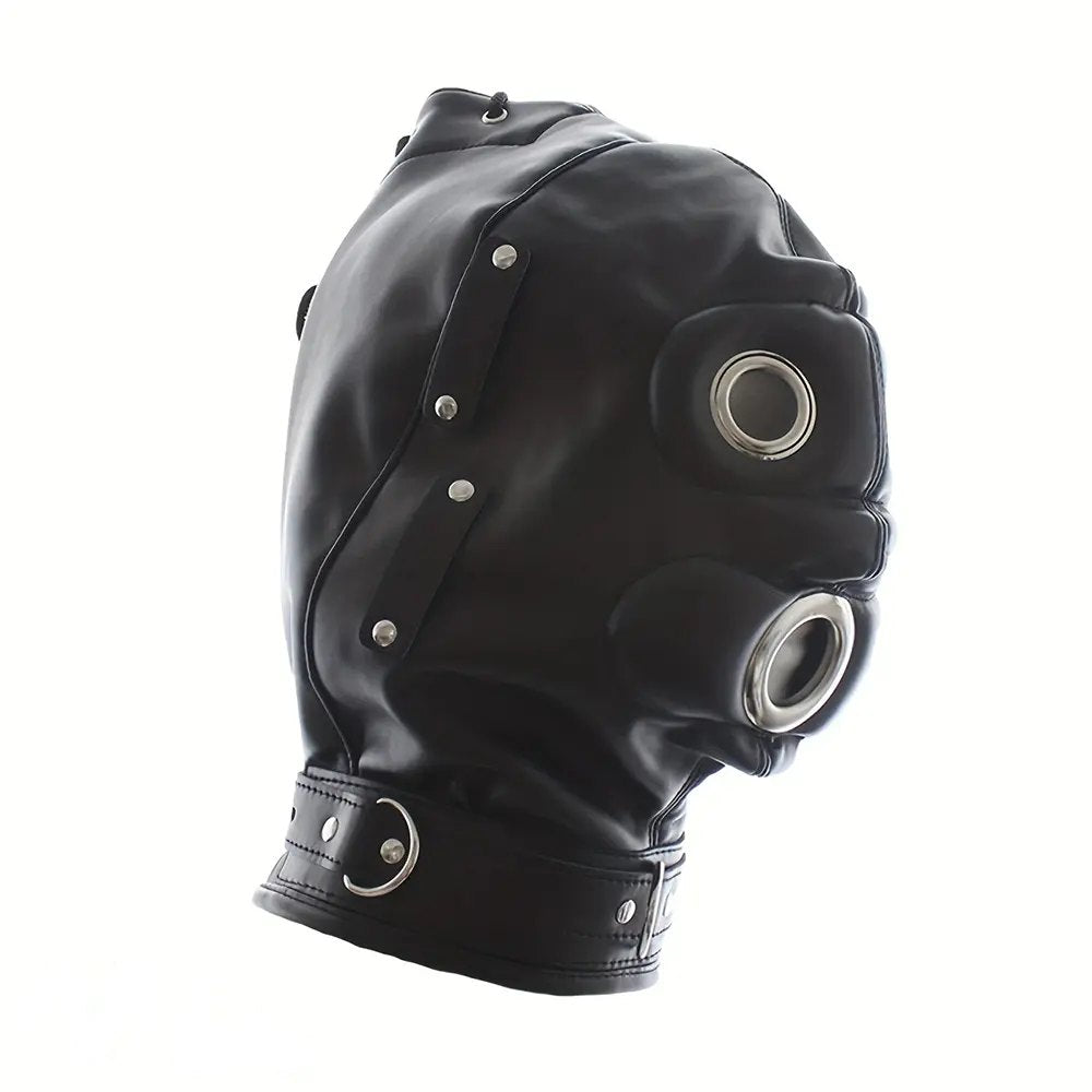 PVC Bondage Hood with Gag - Full Face Bondage Hood