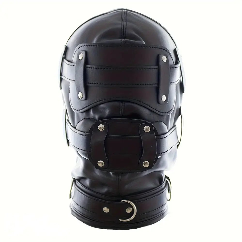 PVC Bondage Hood with Gag - Full Face Bondage Hood
