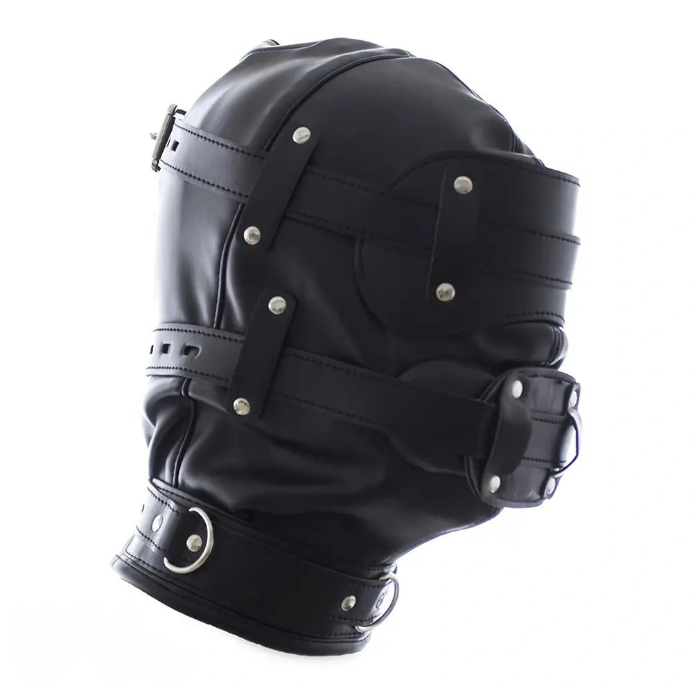 PVC Bondage Hood with Gag - Full Face Bondage Hood
