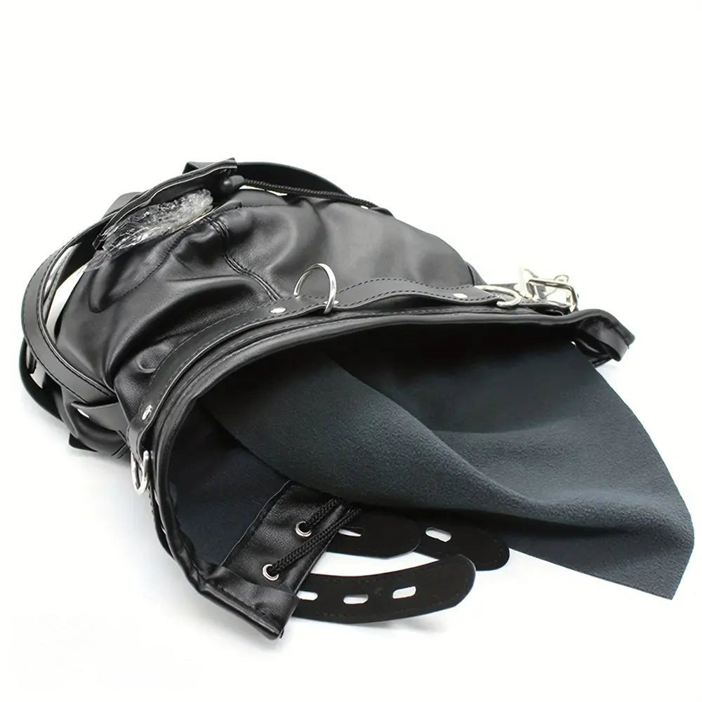 PVC Bondage Hood with Gag - Full Face Bondage Hood