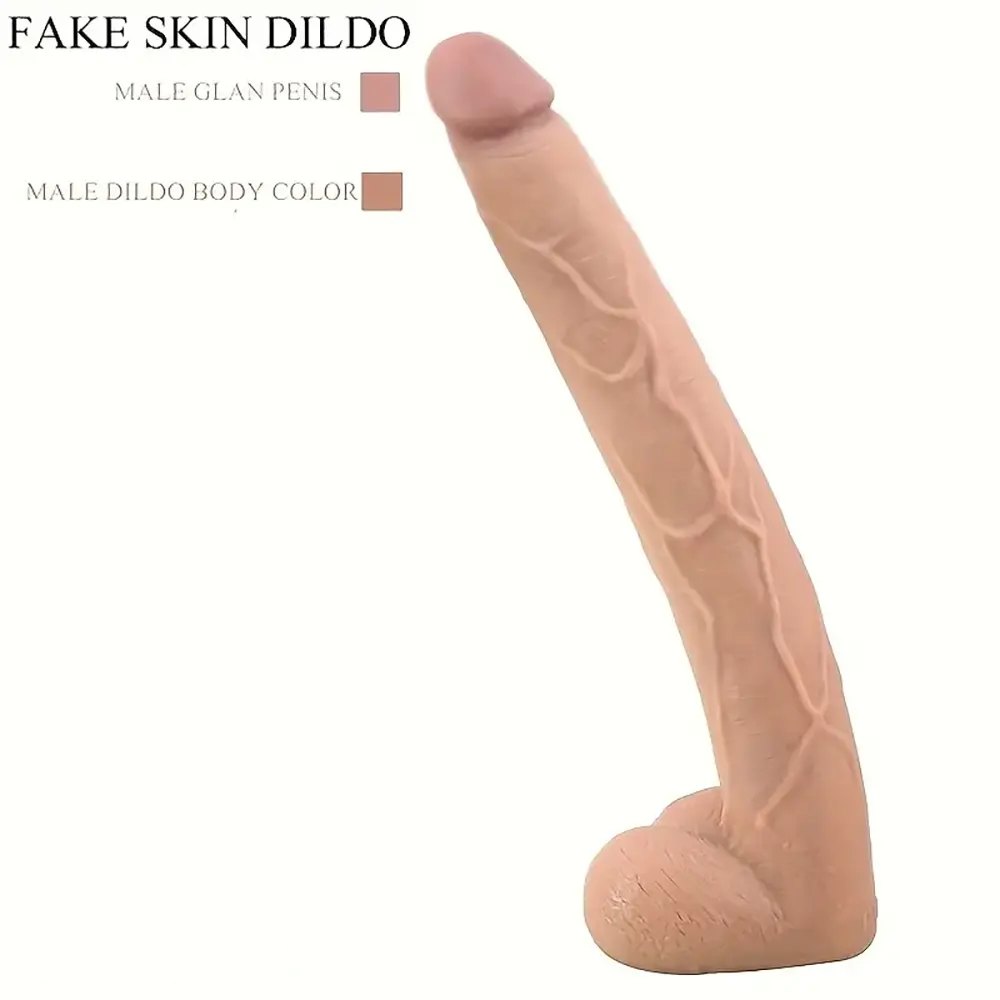 Curved Veiny Realistic Dildo 15.5in - Suction Cup Base Dildo