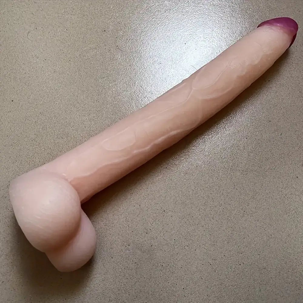 Curved Veiny Realistic Dildo 15.5in - Suction Cup Base Dildo