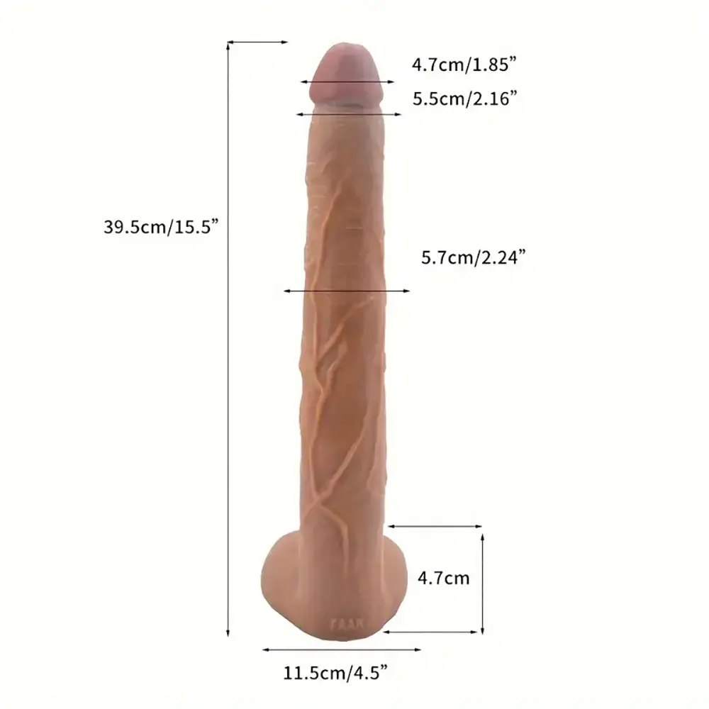 Curved Veiny Realistic Dildo 15.5in - Suction Cup Base Dildo