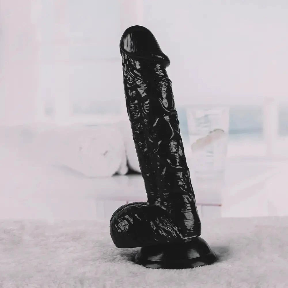 PVC Suction Dildo Black Flesh - Realistic Dildo