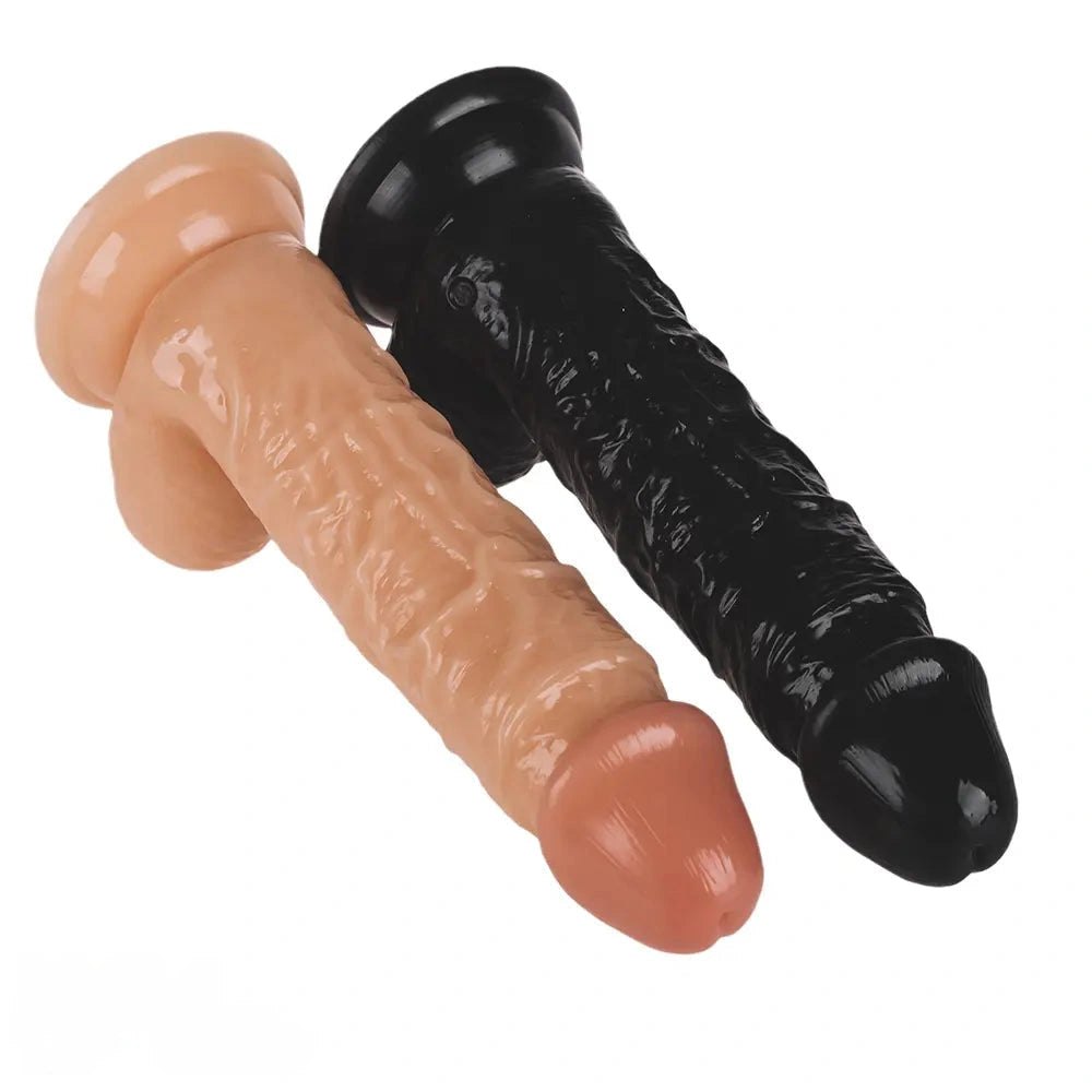 PVC Suction Dildo Black Flesh - Realistic Dildo