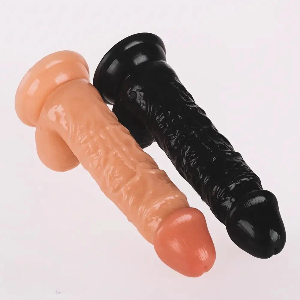 PVC Suction Dildo Black Flesh - Realistic Dildo