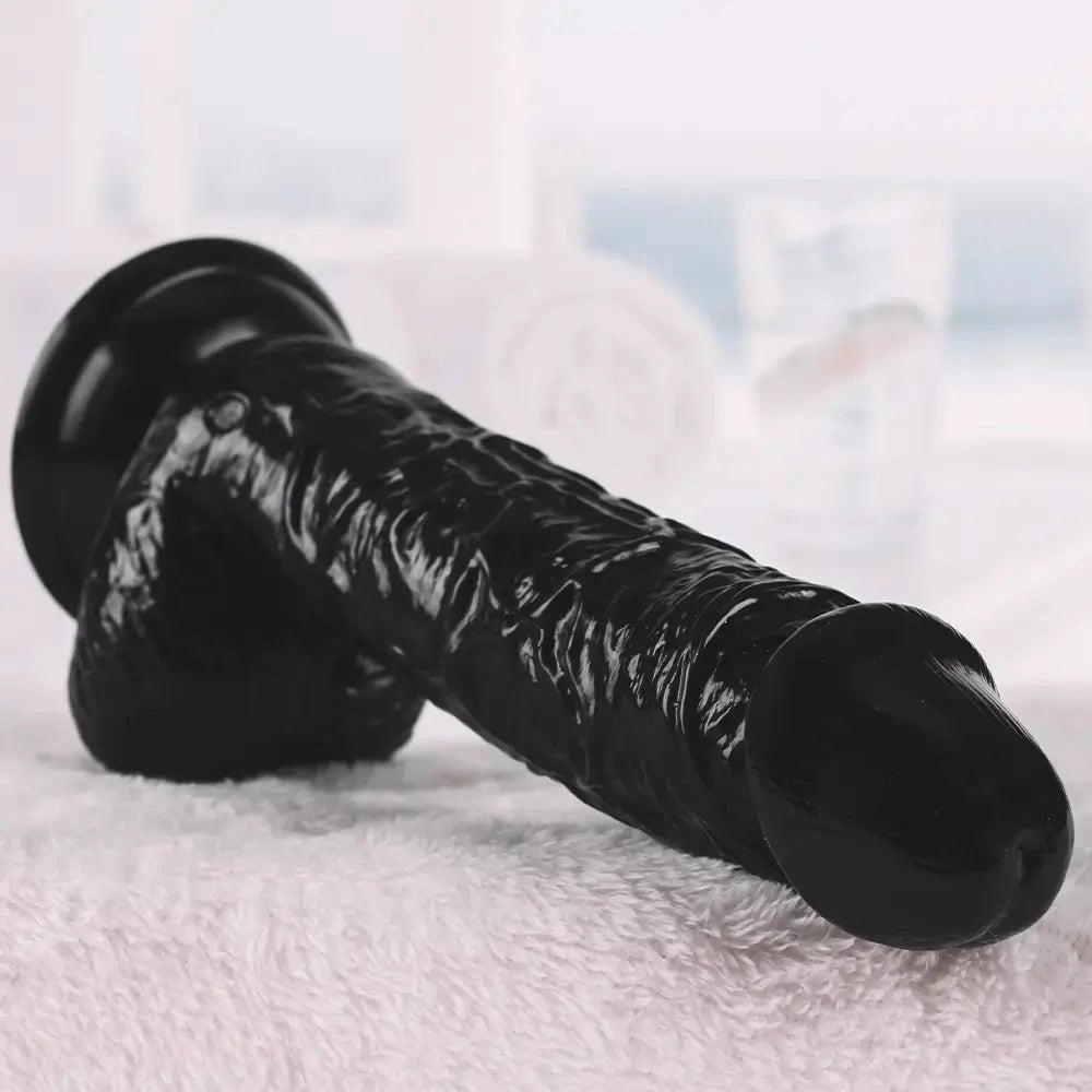 PVC Suction Dildo Black Flesh - Realistic Dildo