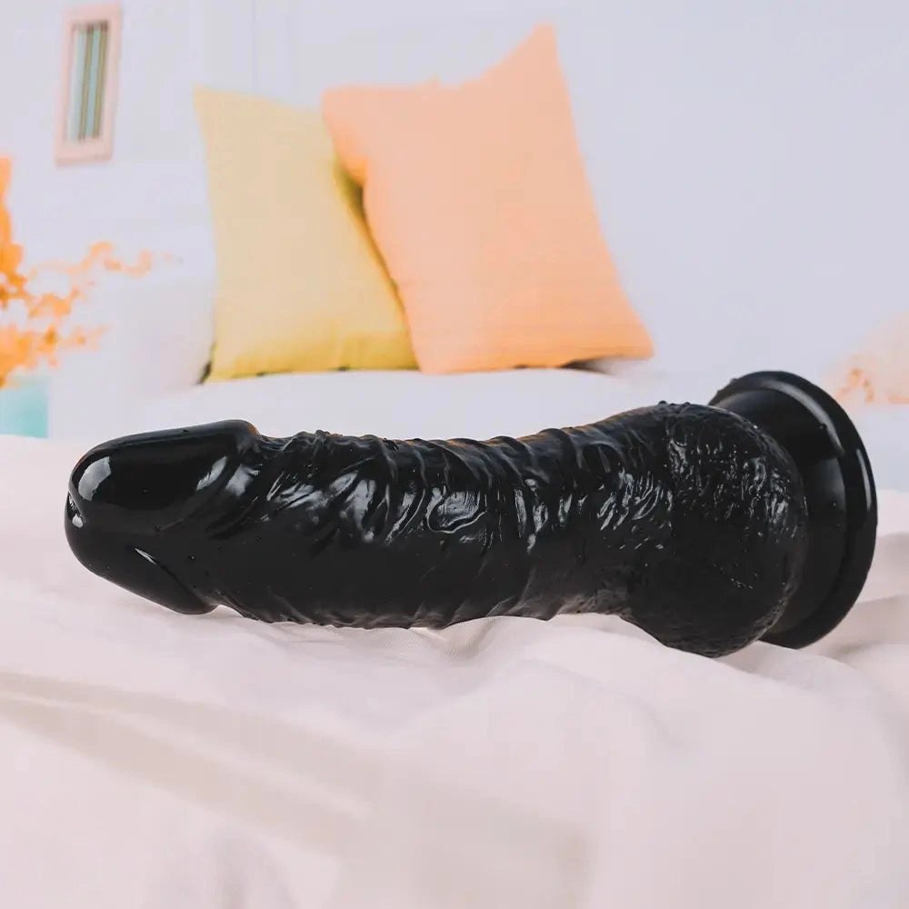 PVC Suction Dildo Brown Black - Realistic Dildo