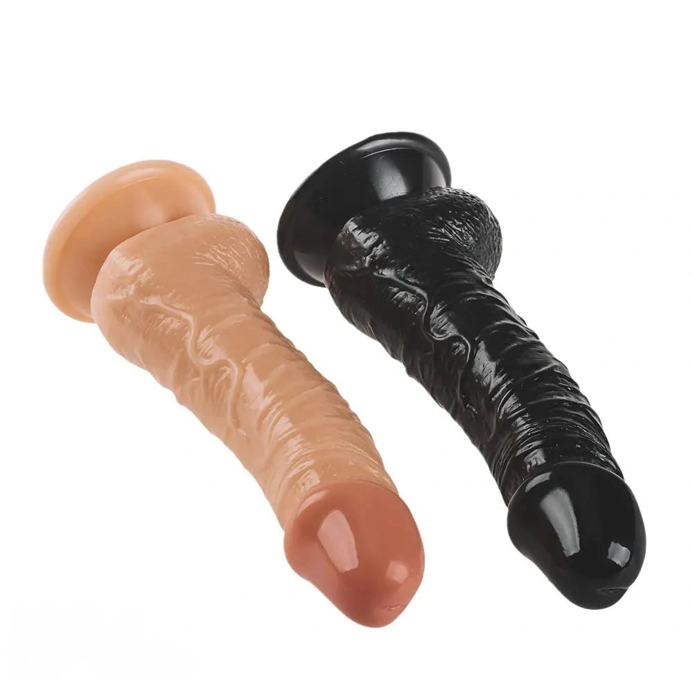 PVC Suction Dildo Brown Black - Realistic Dildo
