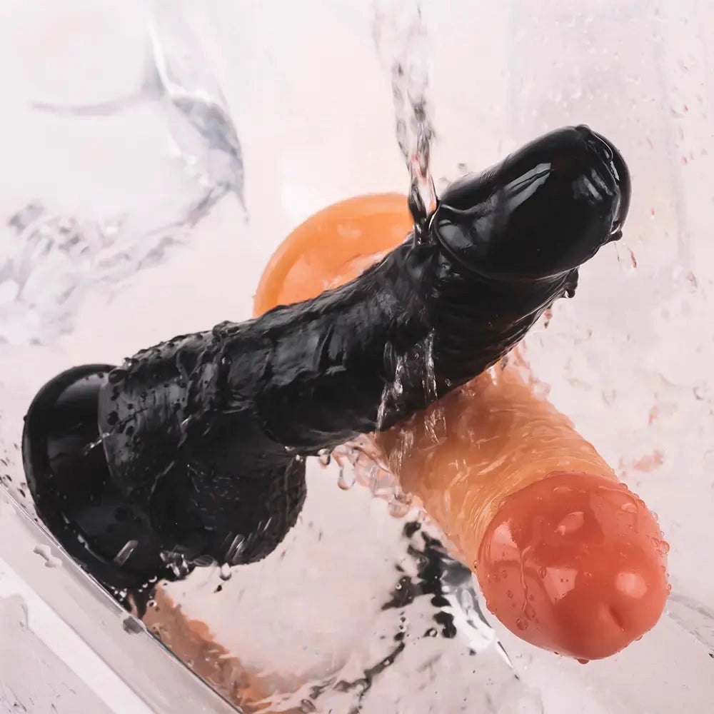 PVC Suction Dildo Brown Black - Realistic Dildo