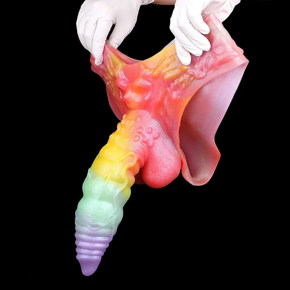Rainbow Creature Fantasy Dildo 9.92in - Silicone Monster Dildo