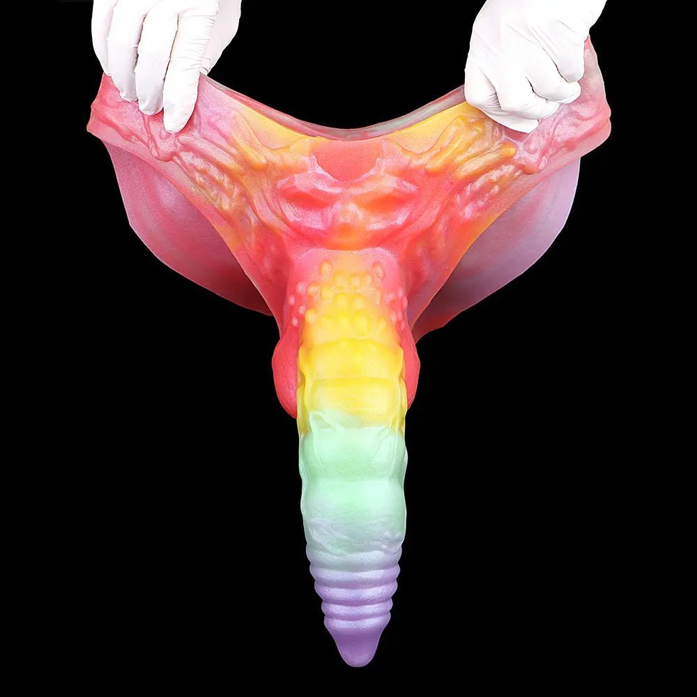 Rainbow Creature Fantasy Dildo 9.92in - Silicone Monster Dildo