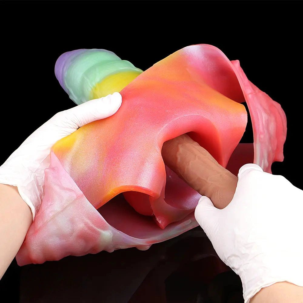 Rainbow Creature Fantasy Dildo 9.92in - Silicone Monster Dildo