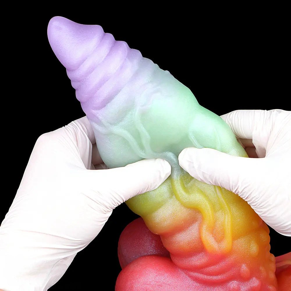 Rainbow Creature Fantasy Dildo 9.92in - Silicone Monster Dildo