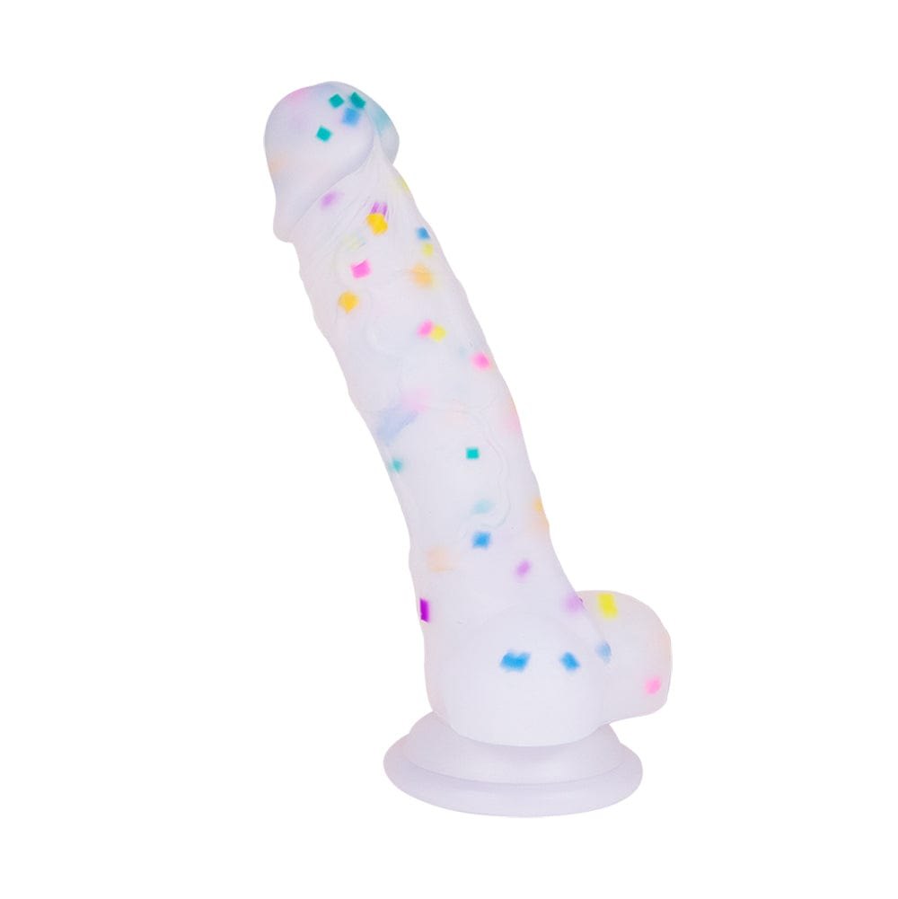 Rainbow Jelly Suction Cup Dildo 7.1in - Silicone Realistic Dildo