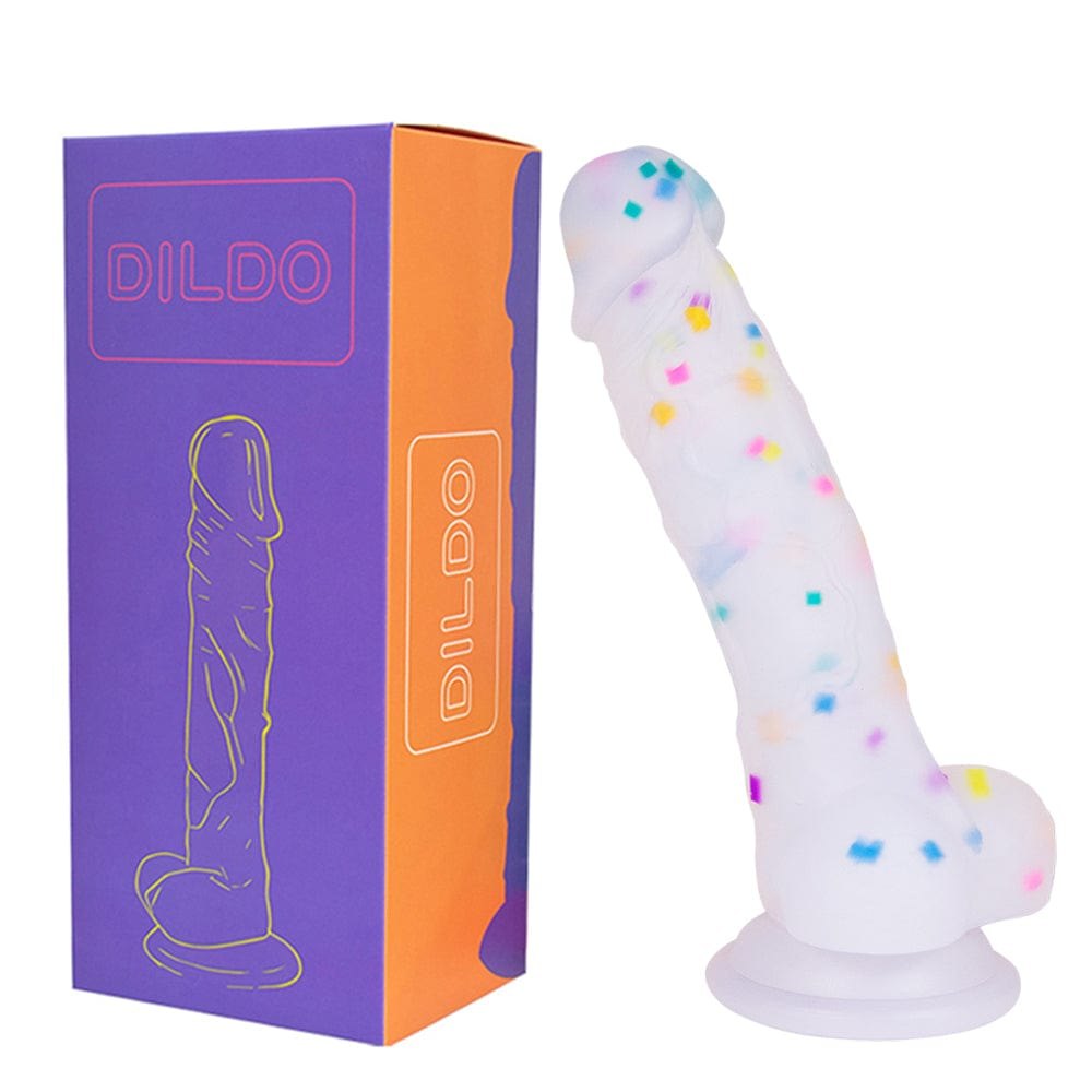 Rainbow Jelly Suction Cup Dildo 7.1in - Silicone Realistic Dildo