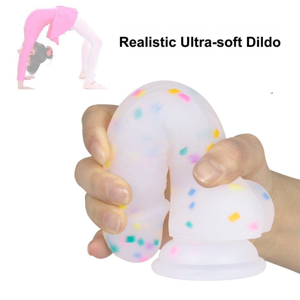 Rainbow Jelly Suction Cup Dildo 7.1in - Silicone Realistic Dildo