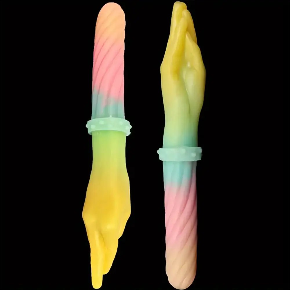 Rainbow Ombre Fisting Dildo - Double-Ended Silicone Dildo
