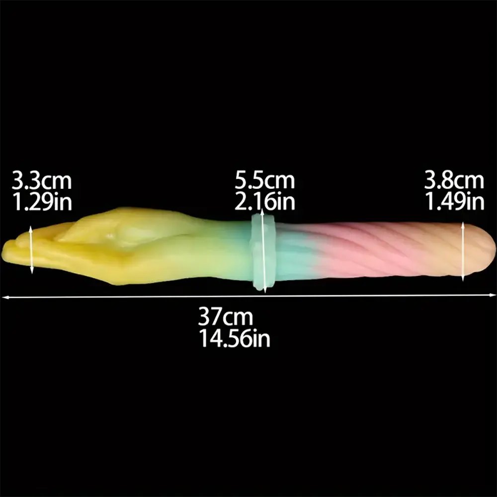 Rainbow Ombre Fisting Dildo - Double-Ended Silicone Dildo