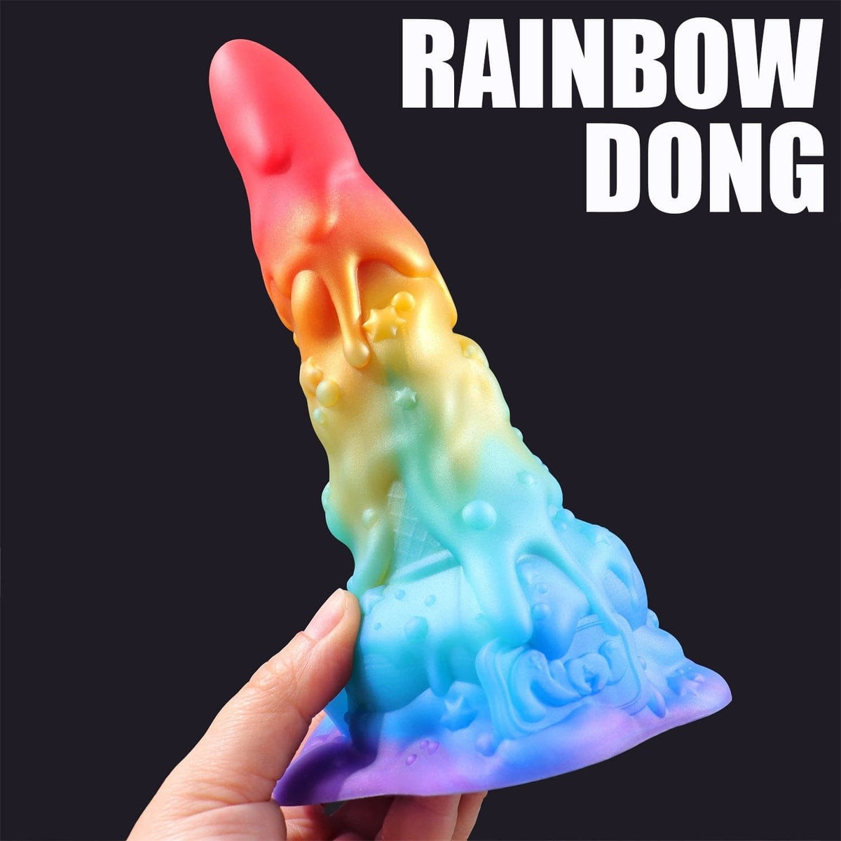 Rainbow Ombre Fantasy Dildo - Liquid Silicone Fantasy Dildo