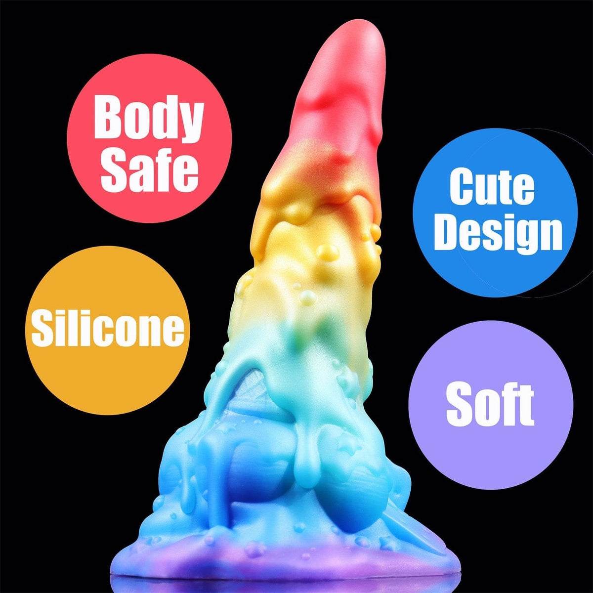 Rainbow Ombre Fantasy Dildo - Liquid Silicone Fantasy Dildo