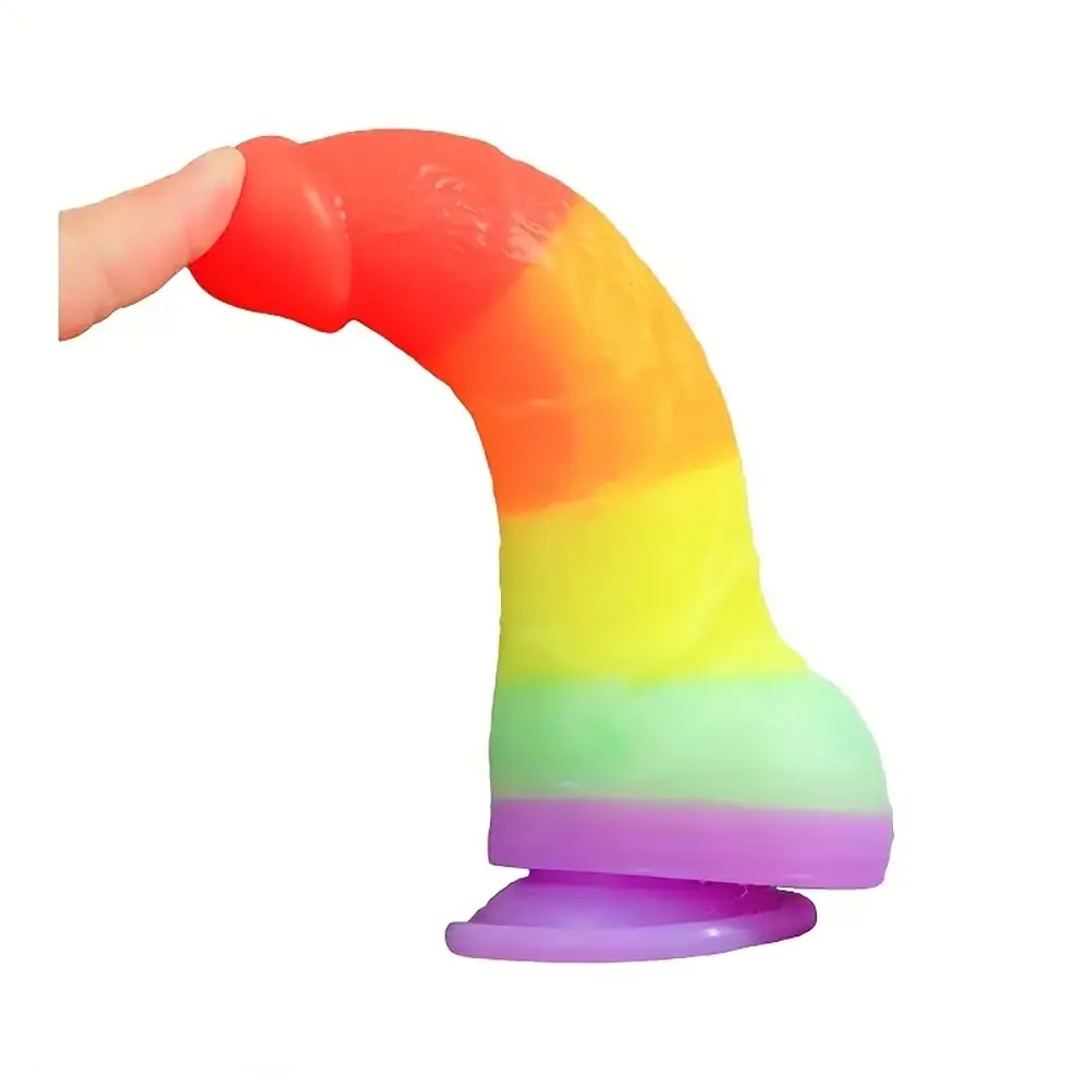 Rainbow Silicone Suction Cup Dildo - Realistic Dildo