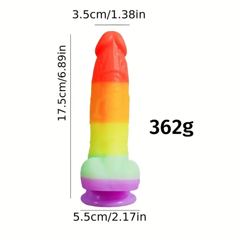 Rainbow Silicone Suction Cup Dildo - Realistic Dildo