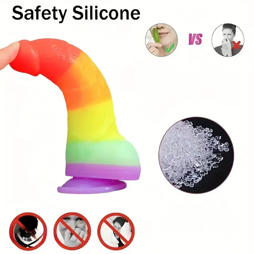 Rainbow Silicone Suction Cup Dildo - Realistic Dildo