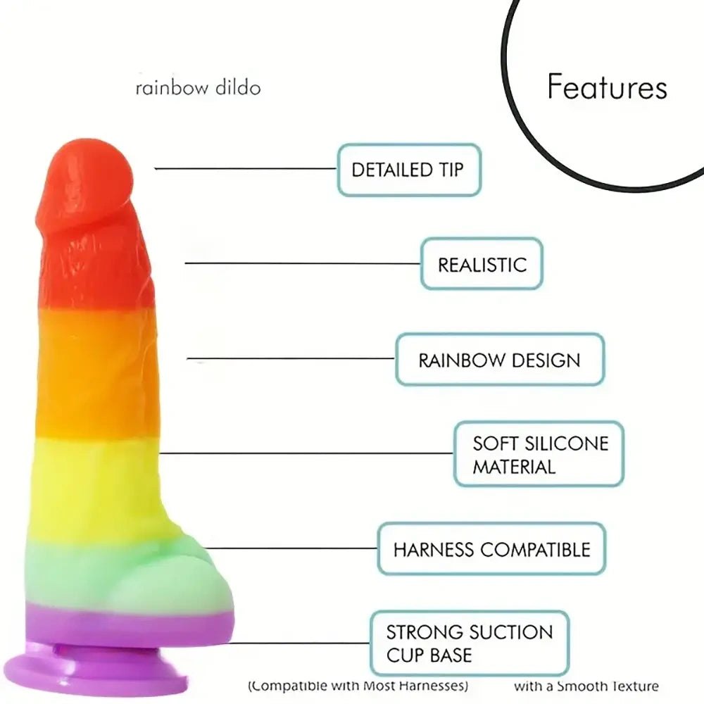 Rainbow Silicone Suction Cup Dildo - Realistic Dildo