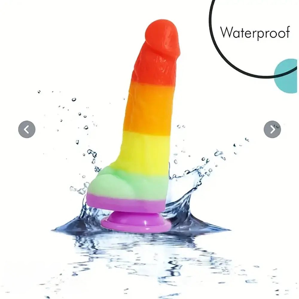Rainbow Silicone Suction Cup Dildo - Realistic Dildo
