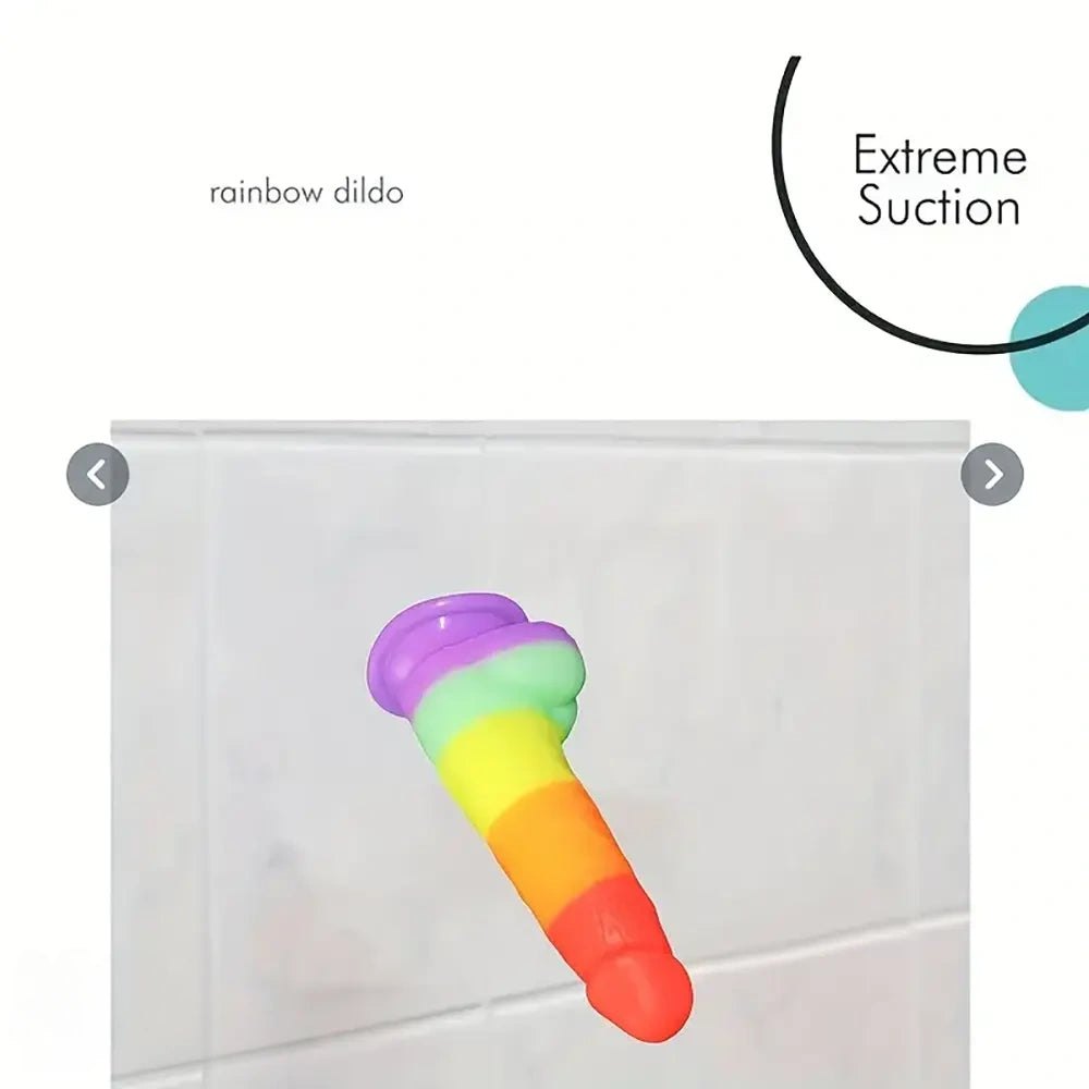 Rainbow Silicone Suction Cup Dildo - Realistic Dildo