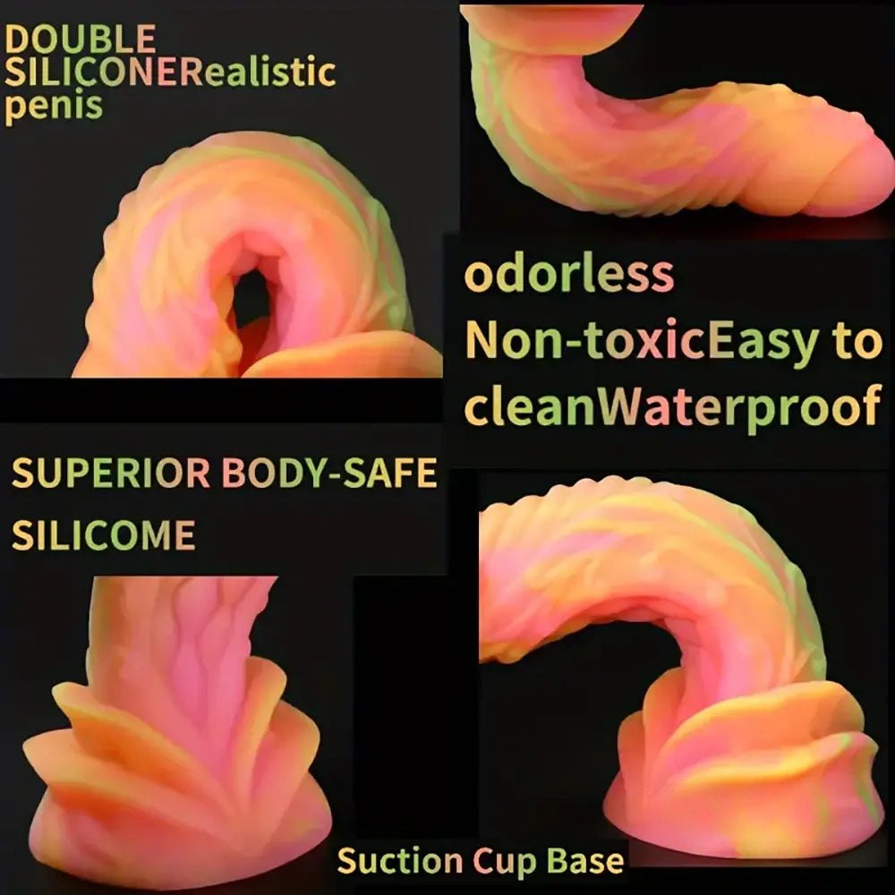 Rainbow Ribbed Fantasy Dildo - Colorful Silicone Dildo