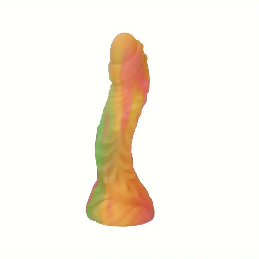 Rainbow Ribbed Fantasy Dildo - Colorful Silicone Dildo
