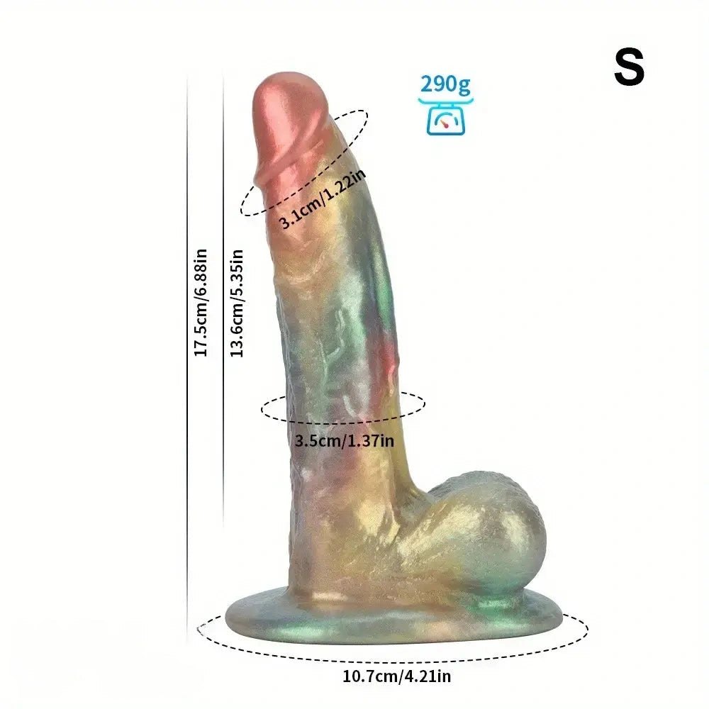 Rainbow Shimmer Fantasy Dildo - Iridescent Silicone Dildo