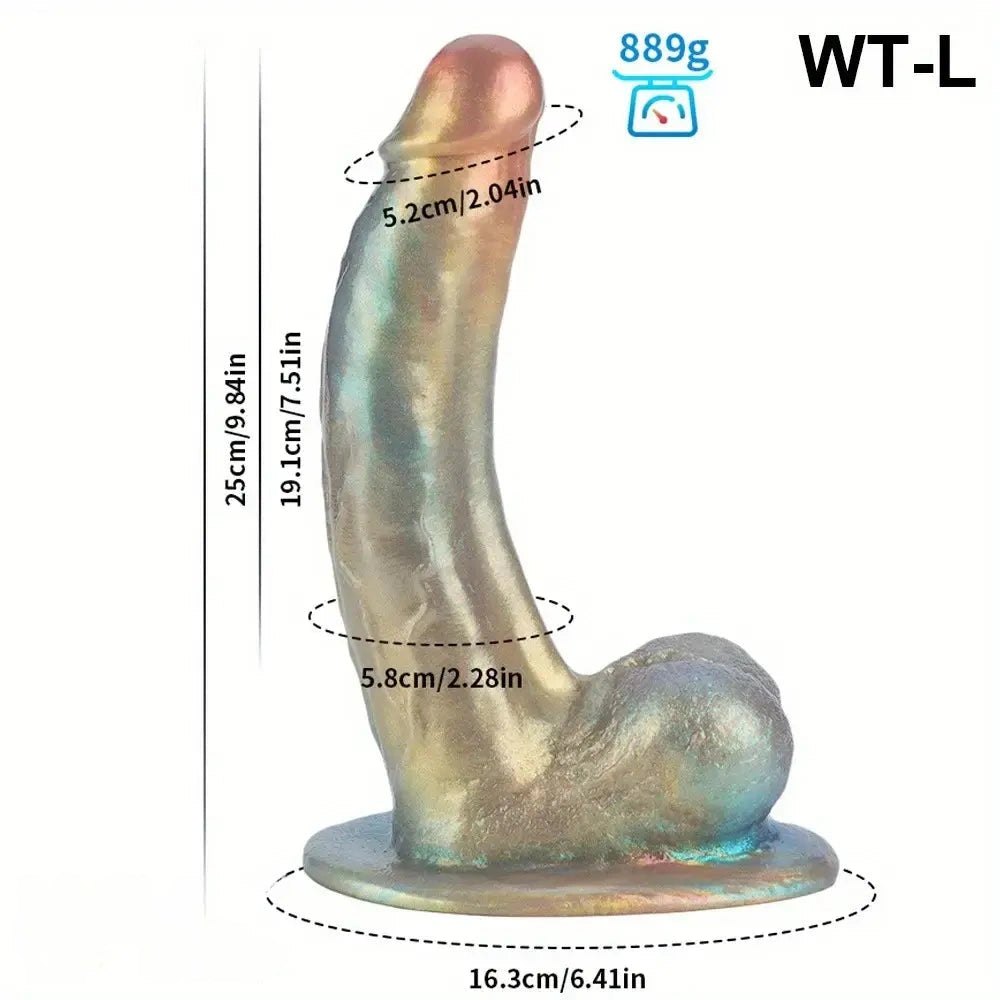 Rainbow Shimmer Fantasy Dildo - Iridescent Silicone Dildo