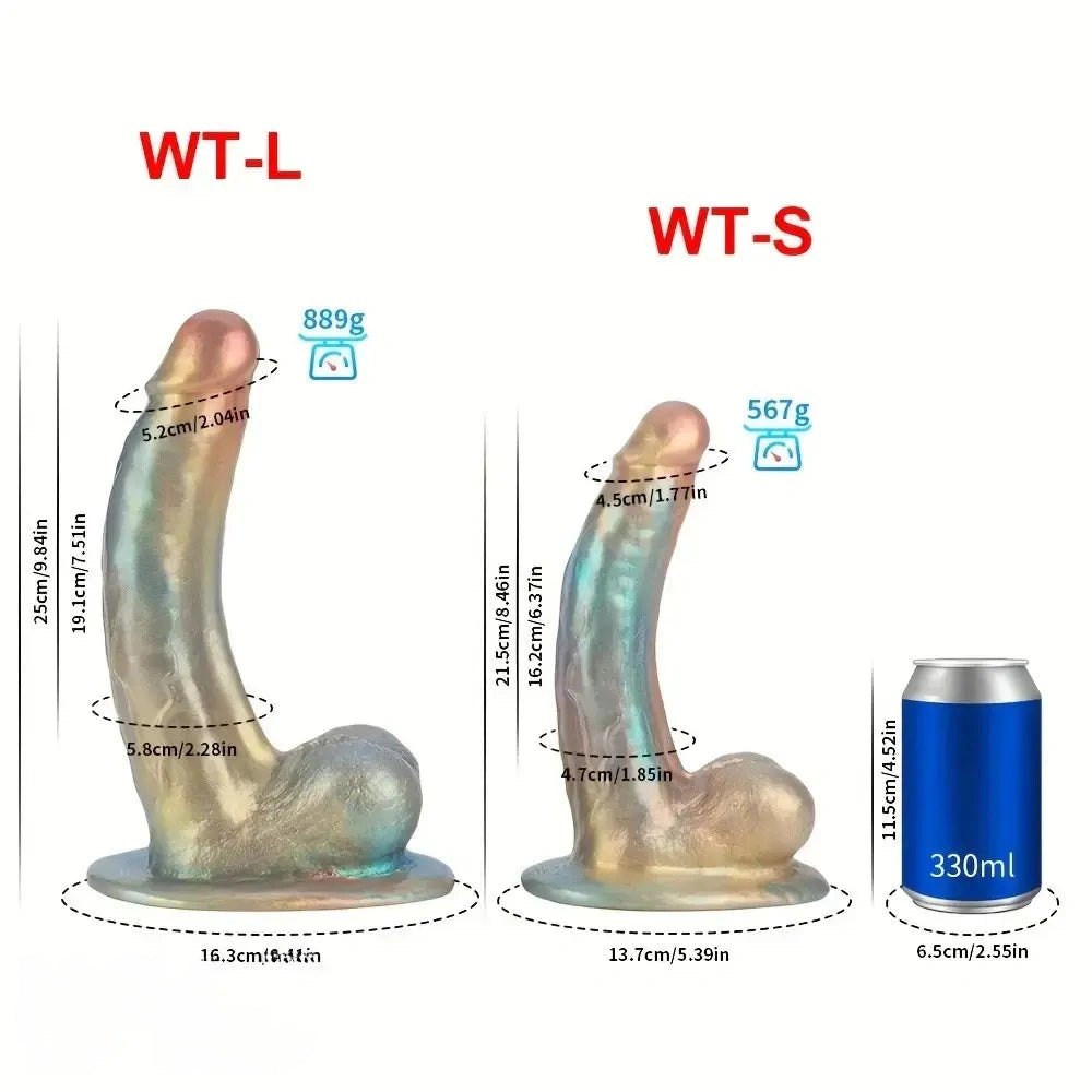 Rainbow Shimmer Fantasy Dildo - Iridescent Silicone Dildo