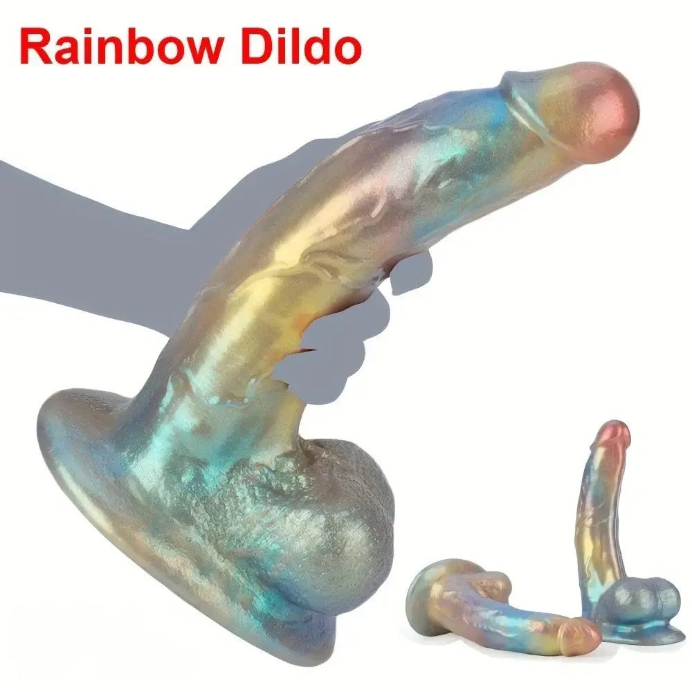 Rainbow Shimmer Fantasy Dildo - Iridescent Silicone Dildo