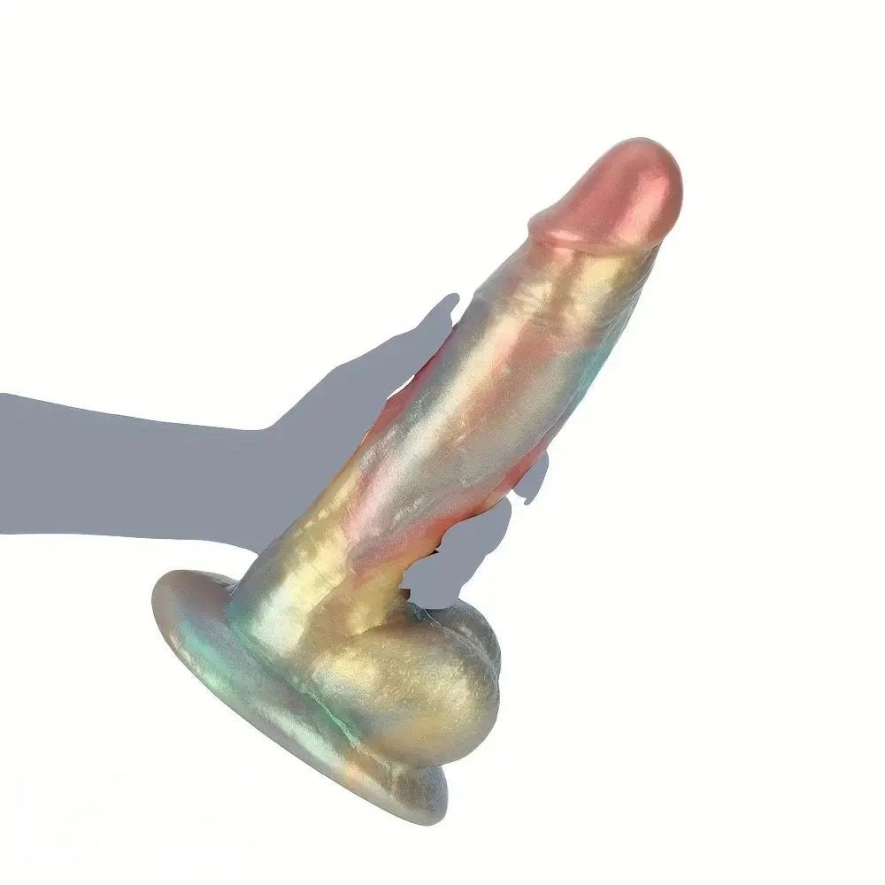 Rainbow Shimmer Fantasy Dildo - Iridescent Silicone Dildo