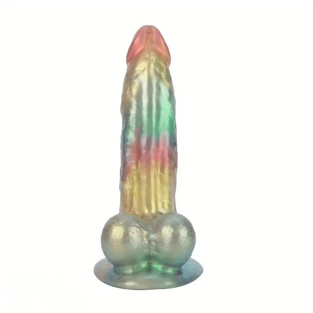 Rainbow Shimmer Fantasy Dildo - Iridescent Silicone Dildo